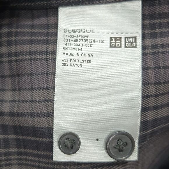 Uniqlo U Heavy Flannel Button Down Shirt Mens XL Oversized Checked Plaid - Picture 9 of 10